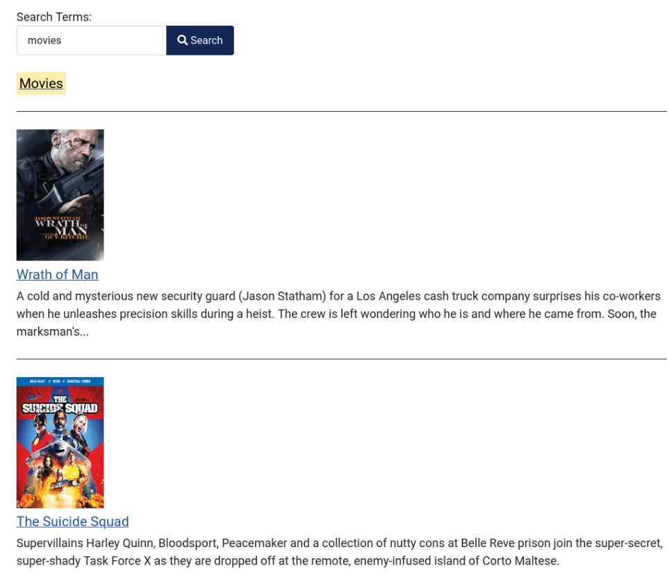 smart search results with images