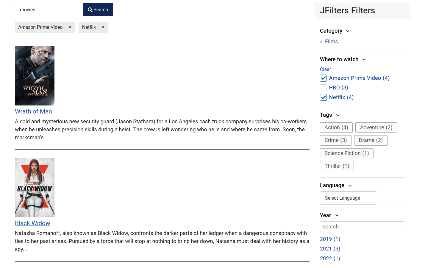 Smart Search results